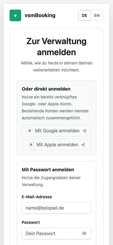 Mobile Anmeldung mit Passwort und Magic-Link-Alternative
